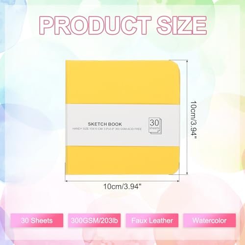 4x4 Watercolor Paper Sketchbook, 30 Sheet 300GSM/203lb Acid Free view 2