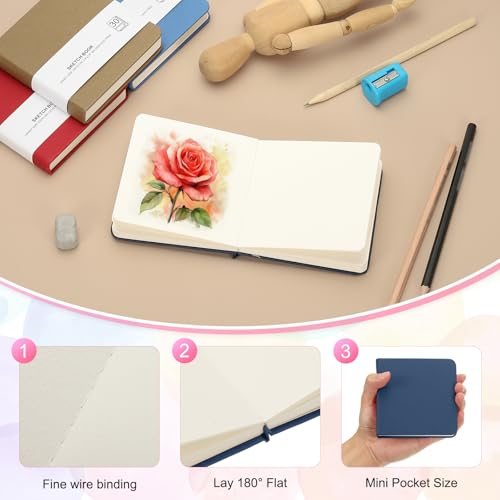 4x4 Watercolor Paper Sketchbook, 3Pcs 30 Sheet 300GSM/203lb Acid Free view 3