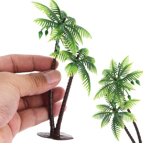 5.1" Miniature Plastic Coconut Palm Tree Mini Tree Green view 4