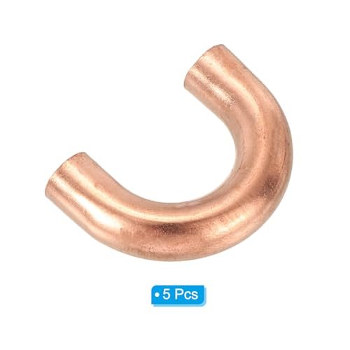 5/16" OD 22x33mm Elbow Copper Pipe Fitting, 5Pcs 180 Degree Bend Welding view 3