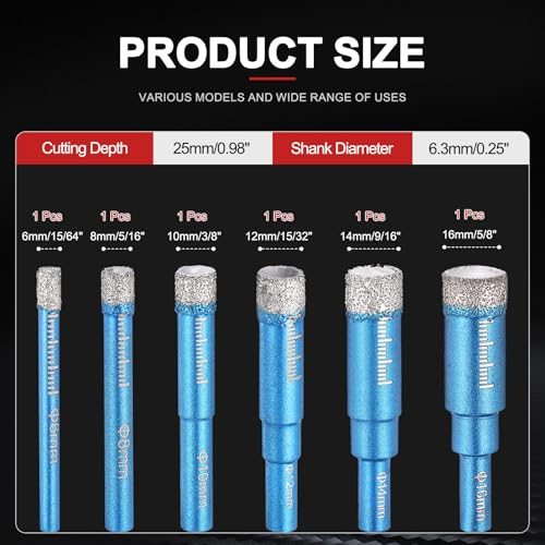 5-16mm Dry Diamond Core Drill Bit Set 3/16" view 2