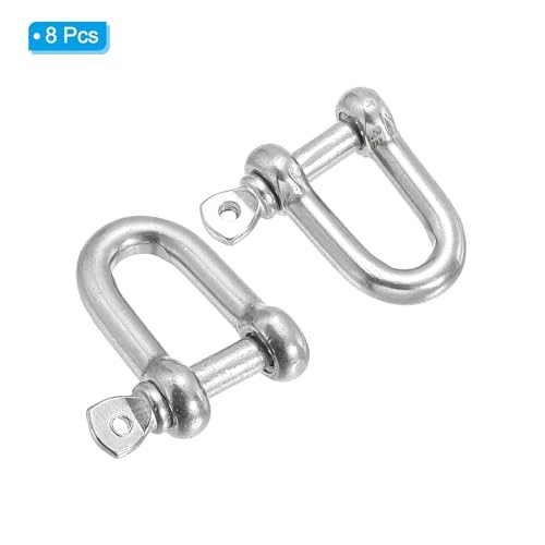 5/32" / 4mm Screw Pin Shackle, 8Pcs M4 Stainless Steel D Ring Shaped view 3
