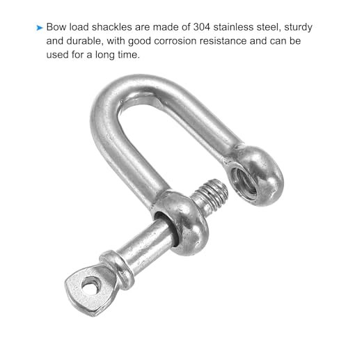 5/32" / 4mm Screw Pin Shackle, 8Pcs M4 Stainless Steel D Ring Shaped view 4