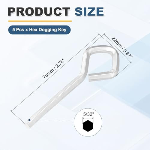 5/32" Hex Key Hex Dogging Key Rhombus Standard Hexagon Wrench 5Pcs, Door view 2