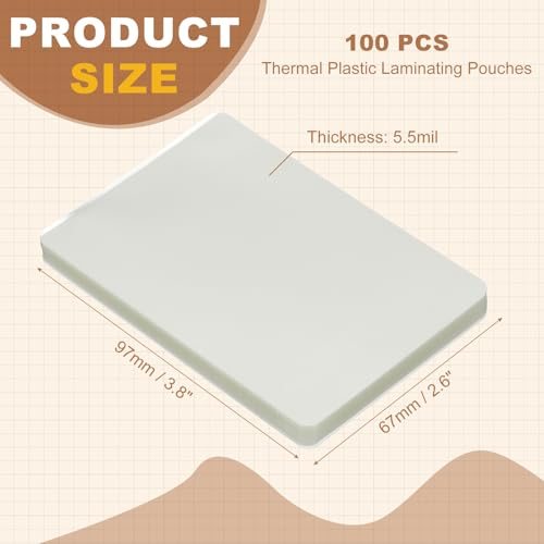 5.5 Mil Thermal Plastic Laminating Pouches 3.8x2.6" 100Pcs Clear view 2