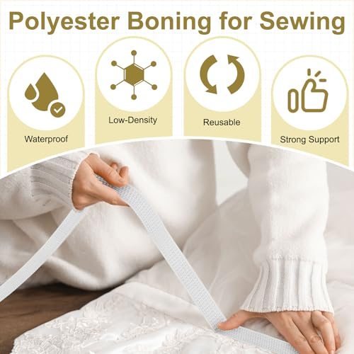 5.5 Yards Polyester Boning Sewing 20mm Sew-Through Low Boning White view 4