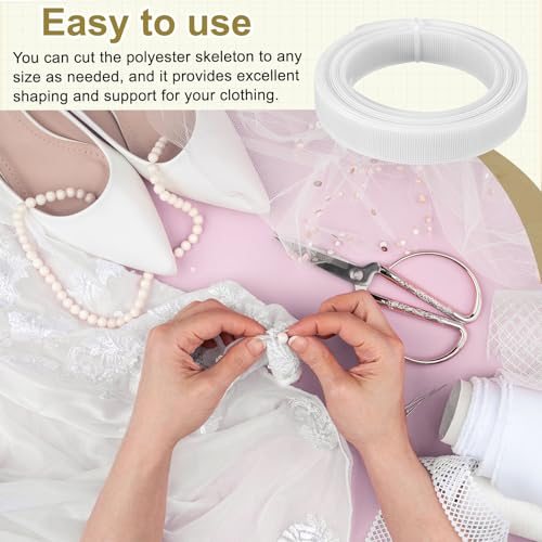5.5 Yards Polyester Boning Sewing 20mm Sew-Through Low Boning White view 5