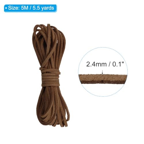 5.5 Yardsx2.4mm Faux Suede Leather Cord Red Brown, Leather Lace String view 2