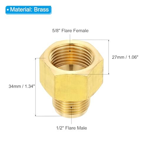 5/8" Female Flare x 1/2" Male Flare Connectors 2Pcs view 2