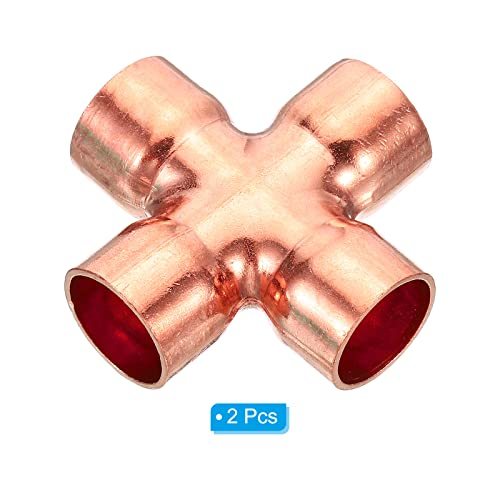 5/8 Inch ID Copper Union Cross Pipe Fitting, 2 Pack 4 Way Welding Copper view 3