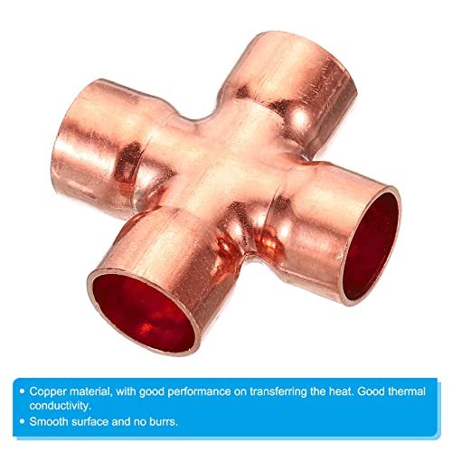 5/8 Inch ID Copper Union Cross Pipe Fitting, 2 Pack 4 Way Welding Copper view 4