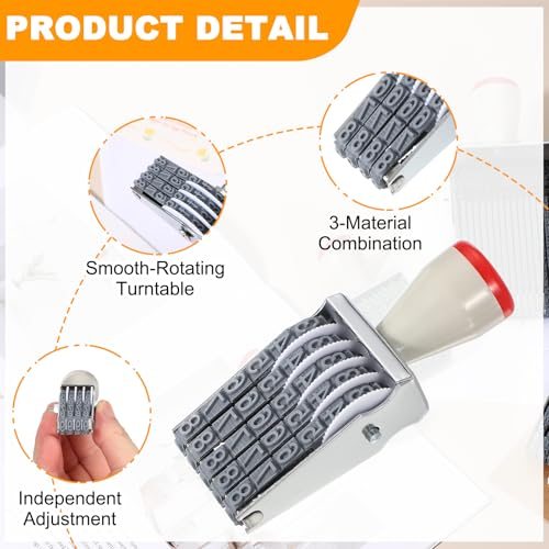 5 Digits Roller Stamp Personalized 7.5mm Number 0-9 Symbol Rolling, Stamp view 3