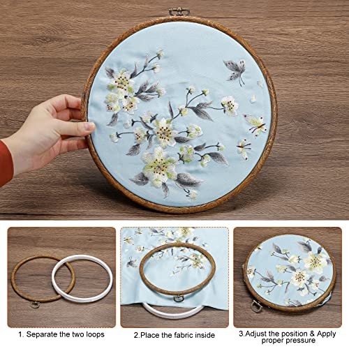 5 Pieces 5 Inch Embroidery Hoops Frame Round Imitated Wood Circle Cross view 4