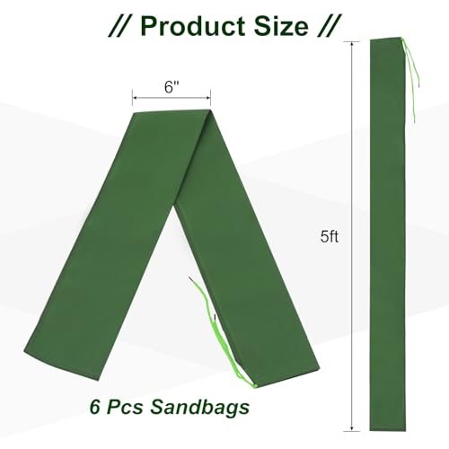 5' x 6" Sand Bag for Flooding, 6 Pack Long Canvas Sandbags Thickened view 2