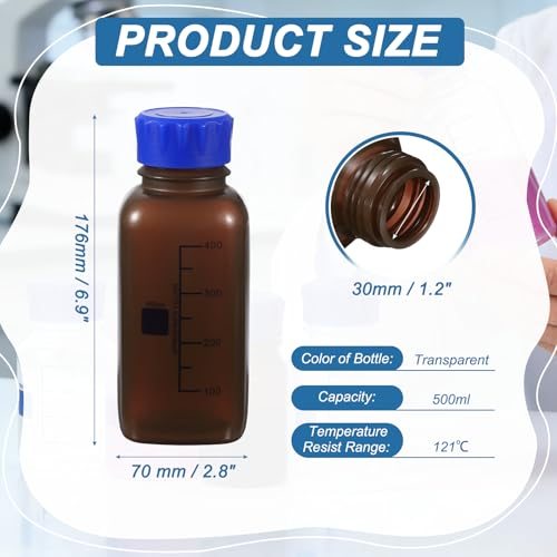 500ml Media Storage Bottles, Brown, Plastic Square Thickened view 2