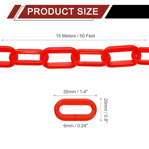 50Ft Plastic Chain Safety Barrier, Safety Chain Links Crowd Control view 2