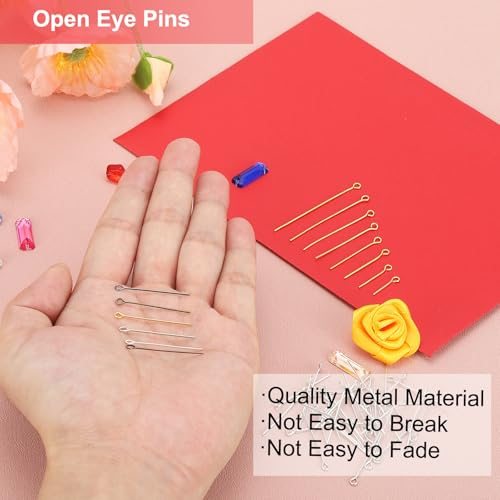 50mm Open Eye Pins, 150Pcs 23 Gauge Metal Head Pins, Silver Tone view 3