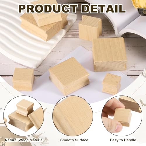50x50mm Wooden Stamp Block, 8 Pcs Blank Rubber Stamp Mounts Wooden Rubber view 3