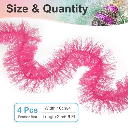 5Ft Feather Boa, 4 Pcs Artificial Fluffy Feather Boas, Pink view 2