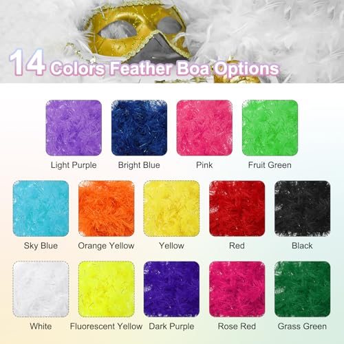 5Ft Feather Boa, 4 Pcs Artificial Fluffy Feather Boas, Pink view 5