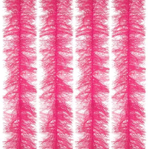 5Ft Feather Boa, 4 Pcs Artificial Fluffy Feather Boas, Pink — PATIKIL