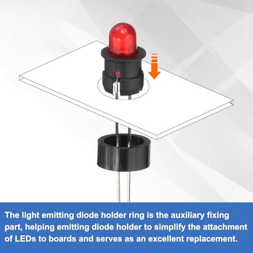 5mm Emitting Diode Holder Kit, 50Pcs Plastic LED Holder Flat Clip Circle view 4
