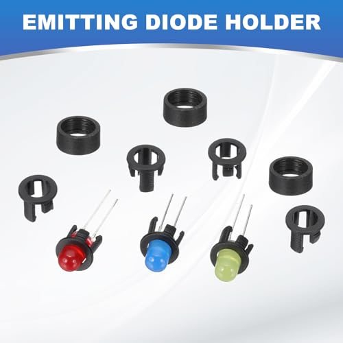 5mm Emitting Diode Holder Kit, 50Pcs Plastic LED Holder Flat Clip Circle view 5