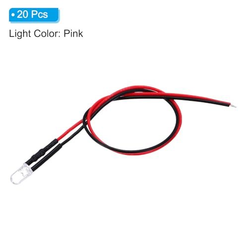 5mm LED Diode Light Pink 20 Pcs 3V DC Pre Wired view 3