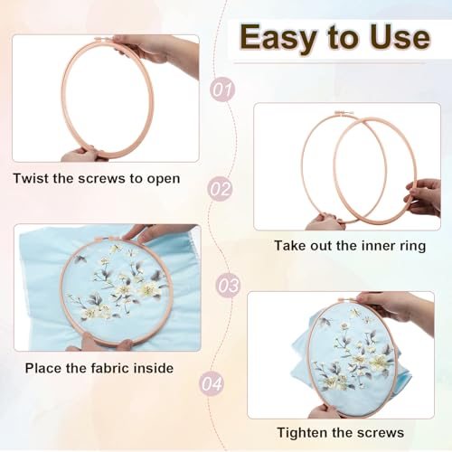 5Pieces 4.1"x3.7" Hexagonal Embroidery Hoops DIY Light Purple view 4