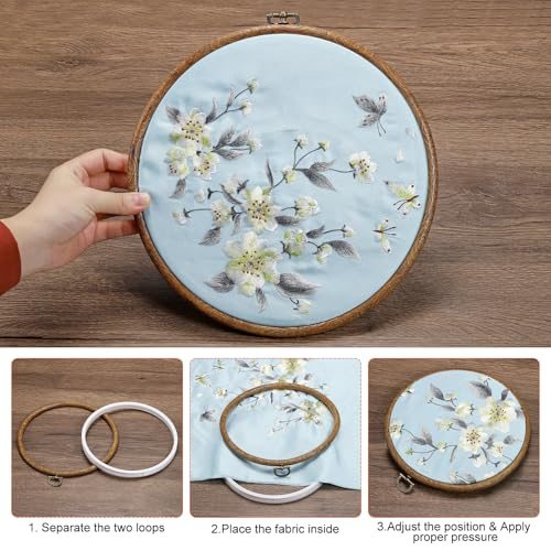 5Pieces Imitated Wood Oval Frame Cross Stitch Hoop Ring view 4