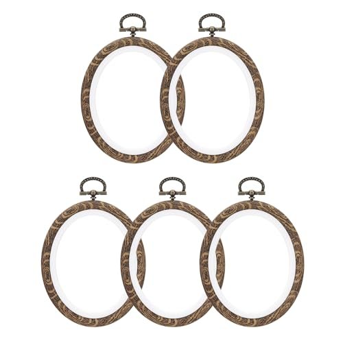 5Pieces Imitated Wood Oval Frame Cross Stitch Hoop Ring — PATIKIL