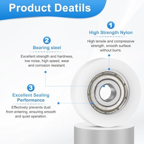 5x22x7mm Ball Bearing Guide Pulley Roller 10PCS Nylon Round Wheel view 3