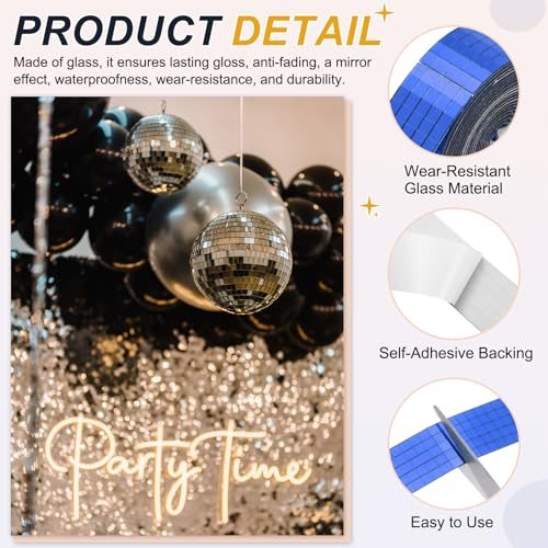 5x5mm Self Adhesive Mirrors Mosaic Tiles 2500pcs Blue view 3