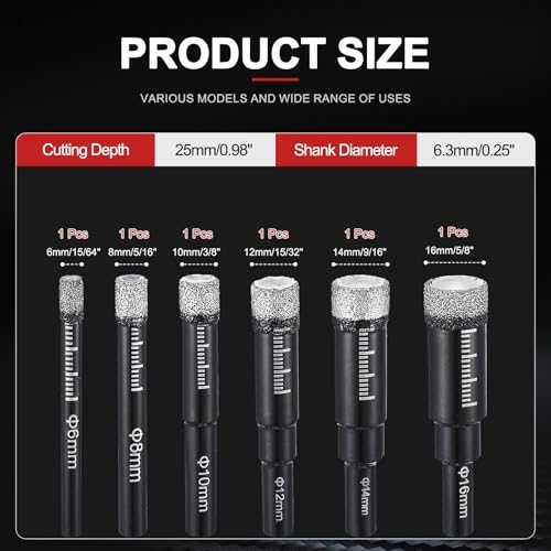 6-16mm Dry Diamond Core Drill Bit Set 15/64" view 2