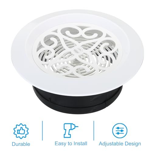 6 Inch Round Air Vent, 2 Pack Adjustable Ceiling Diffuser Grill Cover ABS view 3