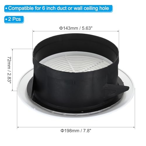 6 Inch Round Air Vent, 2 Pack Adjustable Ceiling Diffuser Grill Cover ABS view 2