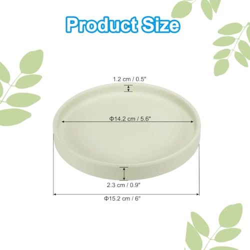 6 Inch Round Ceramic Plant Saucer, Plant Saucer Tray Flower Planter Drip view 2