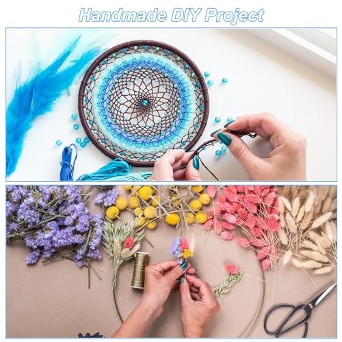 6 Inch Round Dream Catcher Rings, 6 Pcs Metal Christmas Macrame Wreath view 4