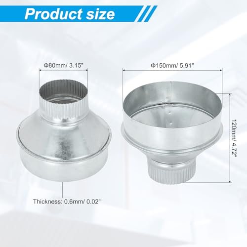 6 Inch to 3 Inch Duct Reducer, Galvanized Steel Round Air Duct Reducer view 2