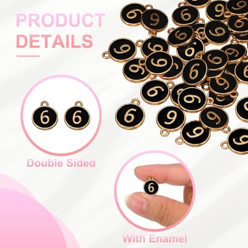 6 Number Charm, 50 Pcs Double Sided Number Charm Pendants view 3