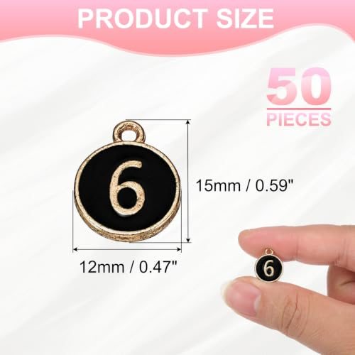 6 Number Charm, 50 Pcs Double Sided Number Charm Pendants view 2