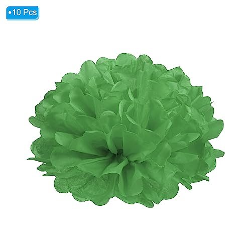 6" Tissue Pom Poms Flowers 10 Pack Paper Flower Ball Green view 3