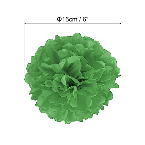 6" Tissue Pom Poms Flowers 10 Pack Paper Flower Ball Green view 2