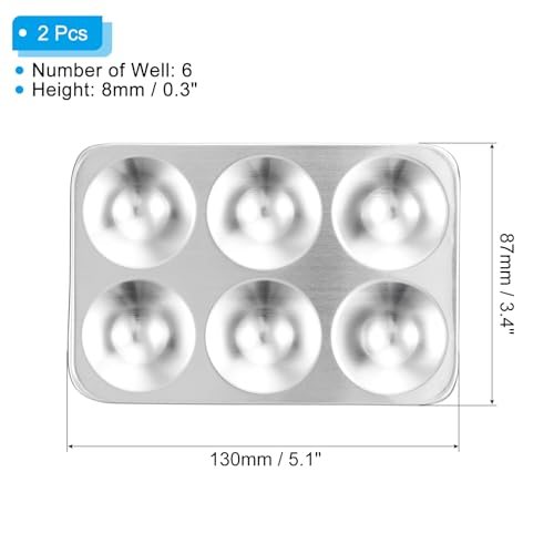 6 Well Paint Tray Palette, 2 Pack Washable Paint Palette Aluminum Paint view 2