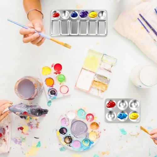 6 Well Paint Tray Palette, 2 Pack Washable Paint Palette Aluminum Paint view 5