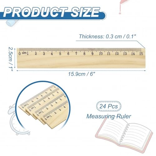 6" Wooden Rulers, 24Pcs Drafting Ruler view 2