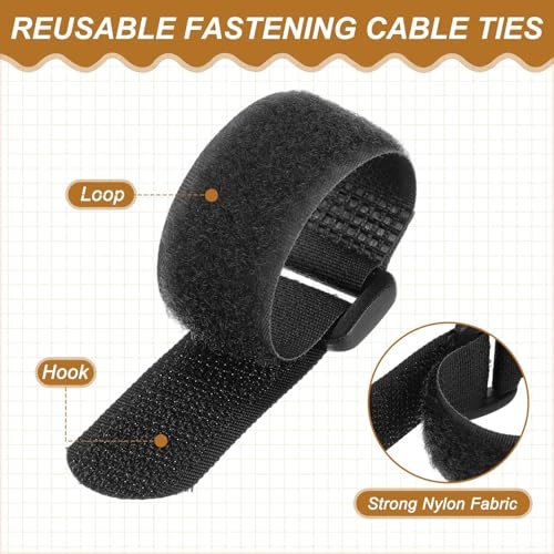 6"x0.79" Reusable Cable Ties Adjustable Hook and Loop Straps 10Pcs, Cord view 3
