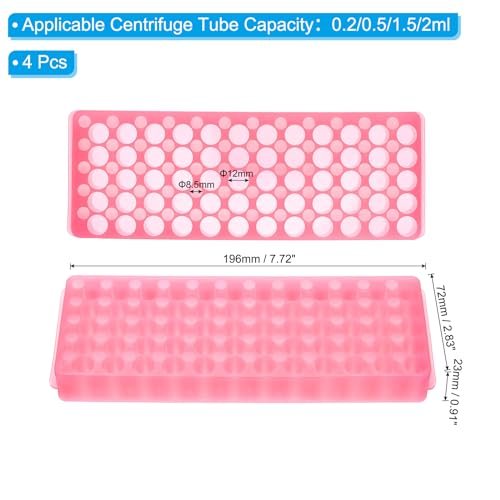 60 Wells Tube Rack, 4 Pcs Vial Rack Double Panel Centrifuge Tube Holder view 2