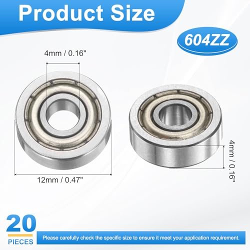 604ZZ 4mm x 12mm x 4mm Deep Groove Ball Bearing Metal Sealed 20Pcs view 2
