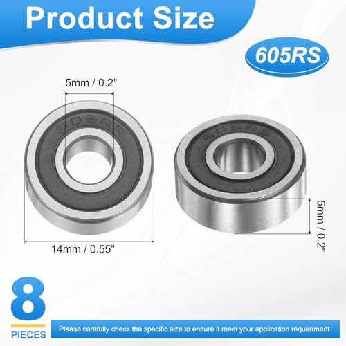 605RS 5mmx14mmx5mm Deep Groove Ball Bearing Plastic Sealed view 2